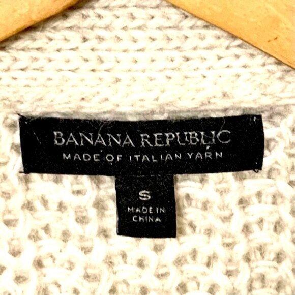 Banana Republic Italian Yarn Oversize Cardigan Sweater Cable Knit Beige Chunky S - Picture 10 of 13